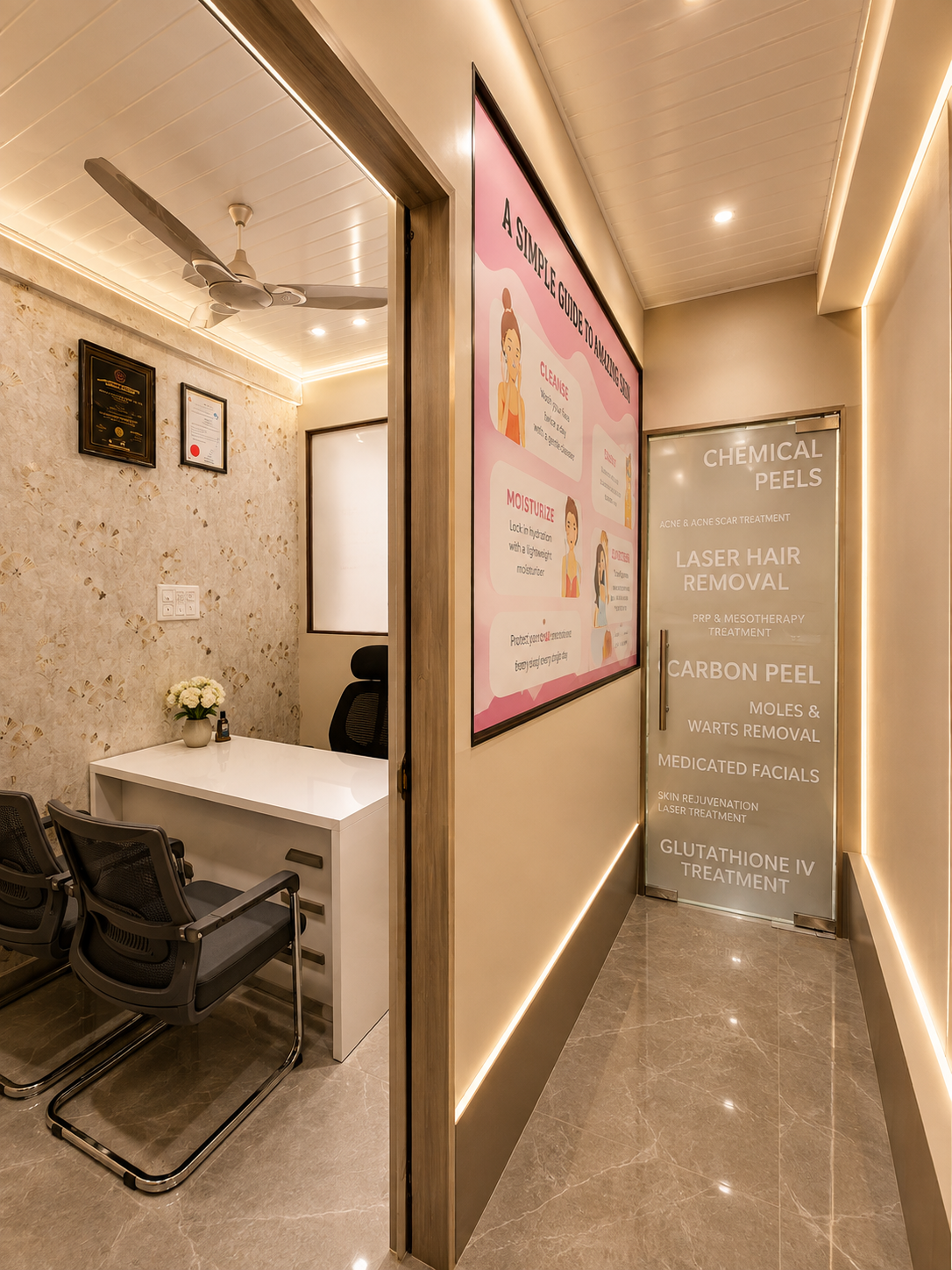 Clinic corridor and treatment area
